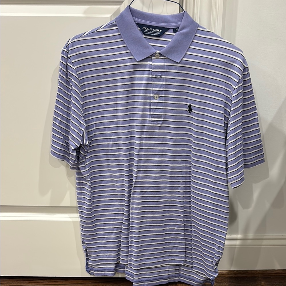 Polo Golf by Ralph Lauren Men's Purple and White Striped Polo